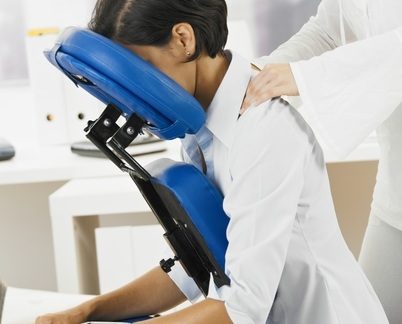 Onsite chair massage at a workplace